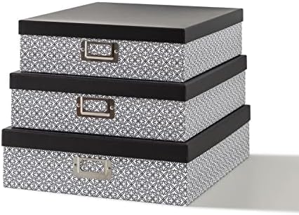 SLPR - Black and White Nesting Storage Boxes with Lids, Set of 3 by SLPR