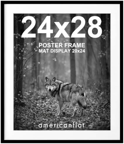 Americanflat 24x28 Poster Frame - Matted to 20x24 - Slim Molding - Black by Americanflat