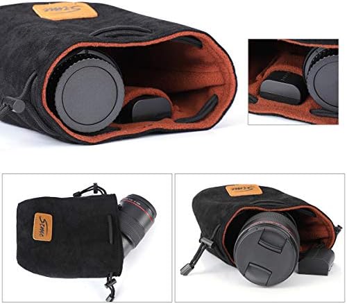 S-ZONE Soft Camera Bag DSLR Insert Handbag Drawstring Lens Case Compatible with Canon Nikon Sony - Image 5
