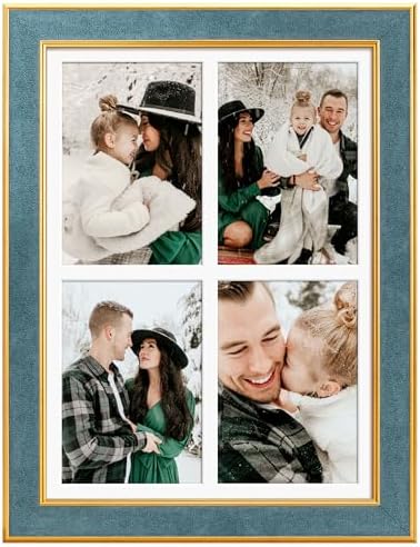 Suede 11x15 Picture Frame Display 4 Opening 5x7 Picture Frames Collage Wall Decor with Mat,Multi Photo Frame for Plexiglass,Wall Decor,1Pack,Blue - Image 3