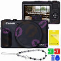 Cute Camera Case for Canon G7X Mark III,Silicone Protective Cover with Removable Lens Cap,Bracelet Wrist Strap & 2 Pack Tempered Glass Screen Protector for Women (Black Lips) by Tizaczp