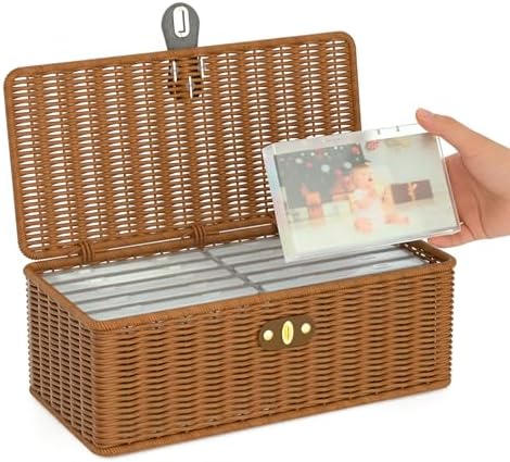 Decorative Photo Storage Box with 12 Inner Plastic Cases for 4x6 Photos by JOLENSOY