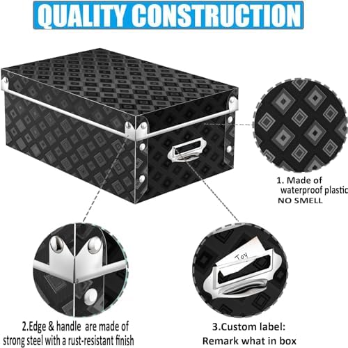 XUCHUN Decorative Storage Box with lids,3 in 1 Set,Plastic,Waterproof Storage Bins for Shoes,Clothes,Office - Image 3