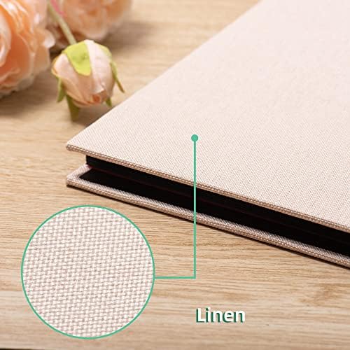 Large Photo Album Self Adhesive for 4x6 8x10 Magnetic Scrapbook DIY 60 Black Sticky Pages Beige Linen Cover Photo Album - Image 4