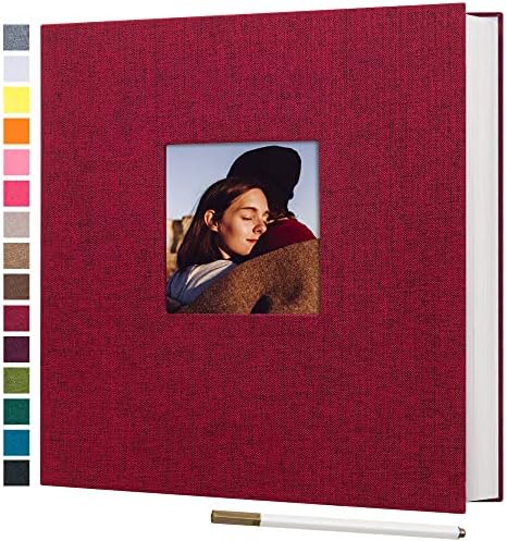 potricher Self Adhesive Photo Album 80 Pages, Linen cover, Red by potricher