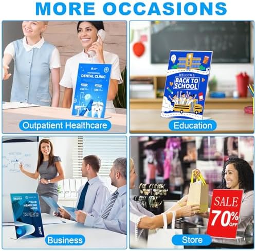 EHWINE 30 Pack Acrylic Sign Holder 8.5 x 11, L Shape Clear Plastic Display Stand, Slanted Back Picture Frame Menu Flyer Paper Display Stand up Table Top Sign Holders for Restaurant, Office and School - Image 5