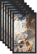 Fxojyvo 8x14 Picture Frame Set of 6 Black Engineered Wood Wall Hanging by Fxojyvo