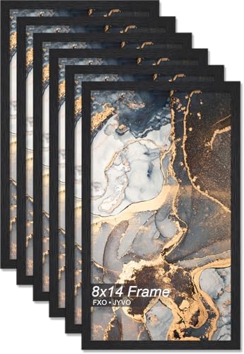Fxojyvo 8x14 Picture Frame Set of 6 Black Engineered Wood Wall Hanging by Fxojyvo