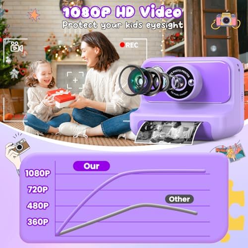 Kids Camera Instant Print, Christmas Birthday Gifts for Girls and Boys - Image 3