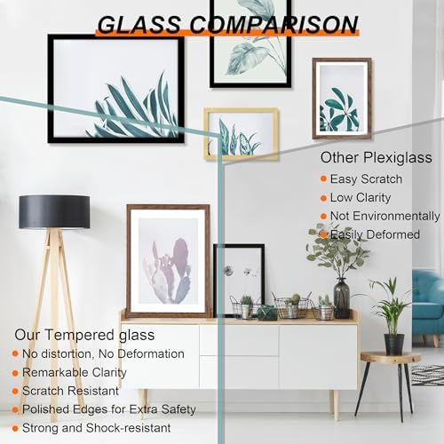 22x28 Picture Frame Set of 2, 22 x 28 Wood Poster Frames with Mat for 18x24, Wooden Photo Frames with Tempered Glass Cover for Wall Display,Black - Image 2