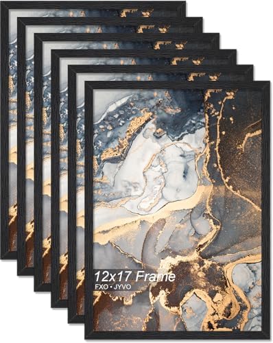 Fxojyvo 12x17 Picture Frame Set of 6 Black Engineered Wood Wall Hanging by Fxojyvo