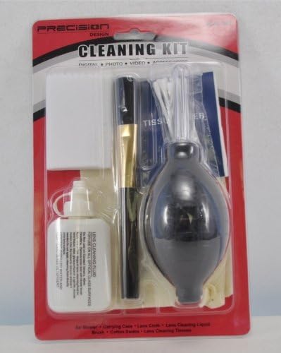 Precision Design 6-Piece Camera & Lens Cleaning Kit with Air Blower, Brush, Cleaning Solution, Microfiber Cloth, Lens Tissues & Cotton Swabs by Precision+Design