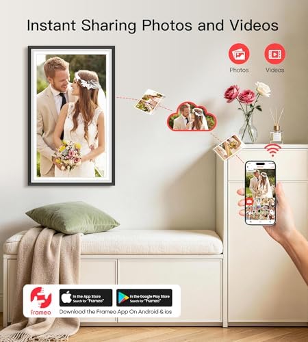 BIGASUO Digital Picture Frame Frameo 15.6" WiFi Electronic Photo Frames Large with 64GB Memory 1920x1080 IPS FHD Touch Screen Share Moments Instantly Anywhere Photo Gifts for Parents and Grandparents - Image 2