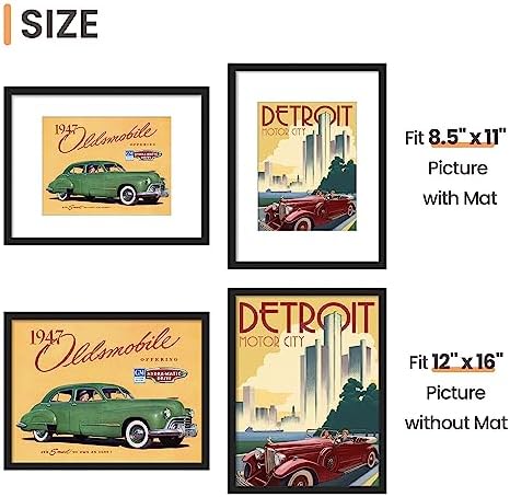 upsimples 12x16 Picture Frame Set of 10, Display Pictures 8.5x11 with Mat or 12x16 Without, Multi Photo Frames Collage for Wall Display, Black - Image 4