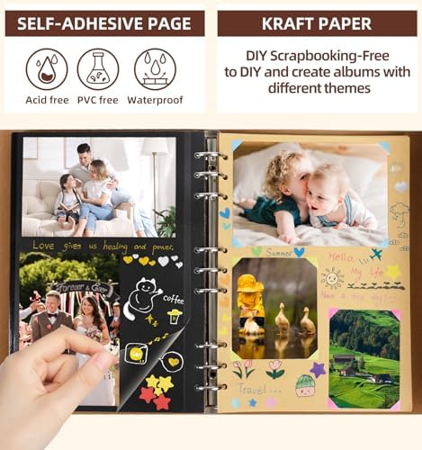 Scrapbook Photo Album 100 Pages, 60 Page Self Adhesive+40 Page Kraft Paper - Image 4