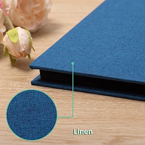 Large Photo Album Self Adhesive for 4x6 8x10 Magnetic Scrapbook Album DIY 60 Black Sticky Pages Linen Cover Photo Album(Blue) - Image 4