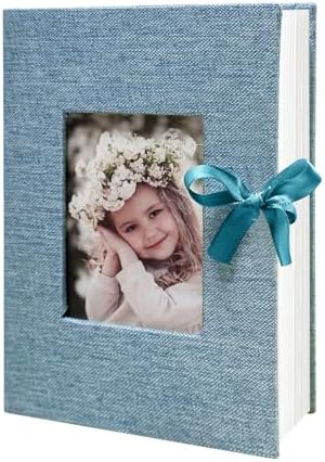Photo Album 4x6 100 Pockets, Slip-in Picture Albums, Linen Cover Top Loader Vertical Pockets Albums for Baby, Kids Boy Girls, Wedding, Family, Anniversary, Sky Blue by HenPisen