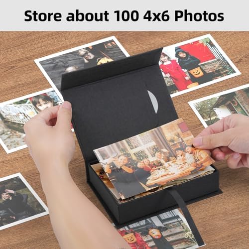 4x6 Photo Storage Box with Window, Linen Black - Image 3