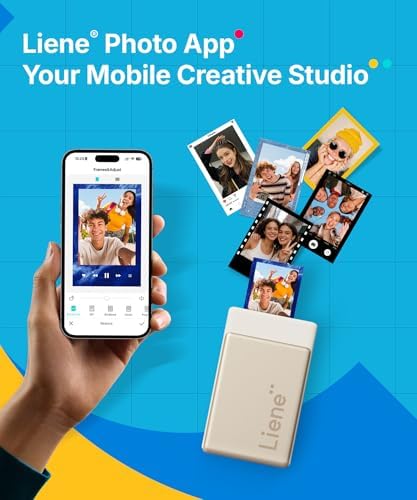 Liene Pearl N200 Pro Portable Photo Printer, Instant Mini Picture Printer for iPhone Smartphone, Thermal Dye Sublimation, Bluetooth Sticker Printer 50 Sheets 2x3 Adhesive Paper & 5 Cartridges, Gold - Image 3