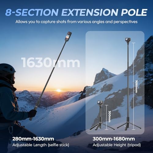 66" Invisible Selfie Stick Tripod for Insta360 X 6 5 4 3/DJI Osmo 360 - Image 4