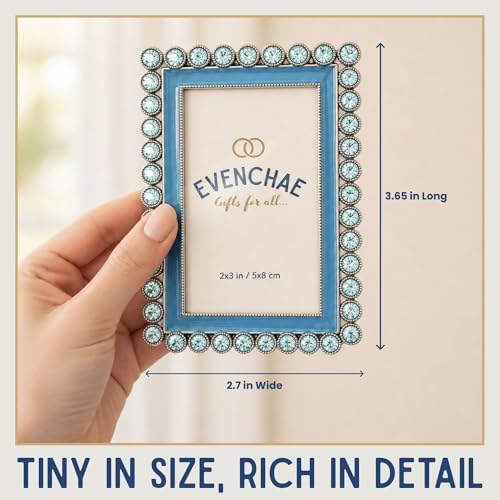 2x3 Mini Picture Frame: Sky Blue Enamel + Blue Rhinestones - Image 2