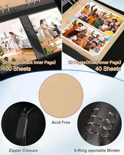 Adventure Leather Photo Album 4x6 200 Photos, DIY Scrapbook with 50 Sheets and 20 Blank Kraft Sheets, Travel Souvenir Diary Photo Book for Family Wedding Baby and Holiday Pictures - Image 3