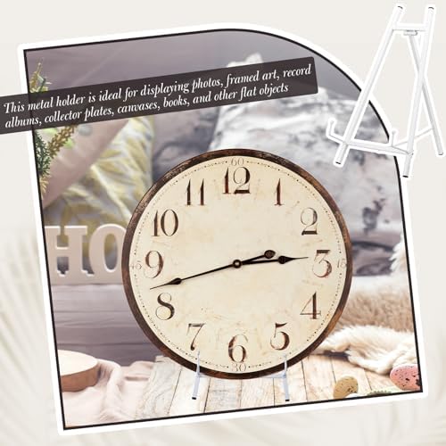 Leinuosen 1 Pcs Metal Easel Stand 16.5" H x 8.7" W x 4.3" D Table Top Easel Stand for Display Tripod Art Picture Mirror Modern Plate Holder for Display Book Photo Wedding Sign (White) - Image 4