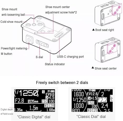 TsoLay Camera Light Meter, Film Camera Exposure Meter with OLED Screen, 30° Average Metering, Cold Shoe Mount, Adjust ISO, Aperture and Shutter Speed Photography, for Vintage Cameras - Image 4