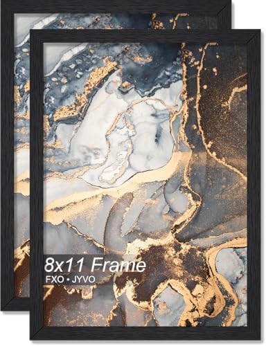 8x11 Picture Frame Set of 2 Black Engineered Wood Tabletop/Wall Hanging by Fxojyvo