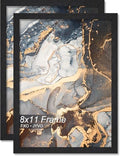 8x11 Picture Frame Set of 2 Black Engineered Wood Tabletop/Wall Hanging by Fxojyvo