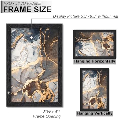 5.5x8.5 Picture Frame Set of 6 Black Engineered Wood Tabletop/Wall Hanging - Image 4