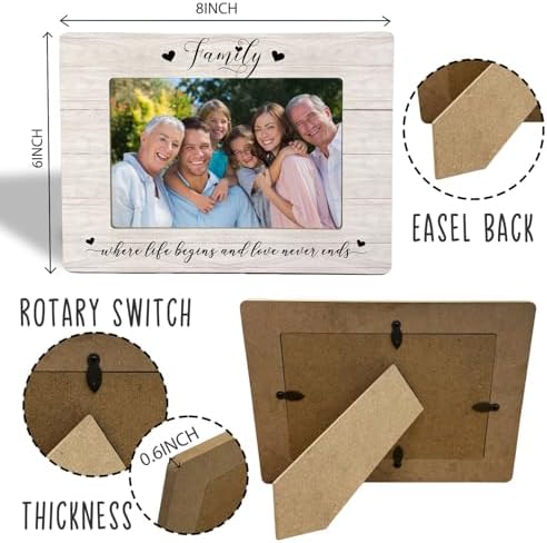 Family Gifts Picture Frame - Family Gifts Wooden Photo Frame 4x6, Gift for Mom Dad Grandma Grandpa - Image 2