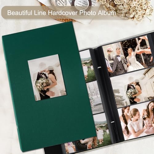 Artmag Fabric Photo Album 4x6 300 Large Capacity for Family Wedding Anniversary Linen Album Holds 300 Horizontal Photos (300 Pockets, Dark Green) - Image 4