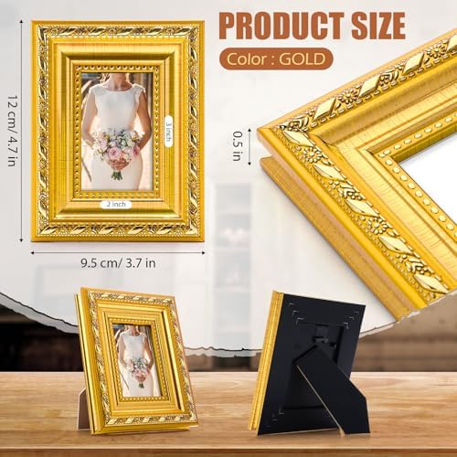 6 Pcs 2 x 3 Inch Small Gold Picture Frames Bulk Vintage - Image 3