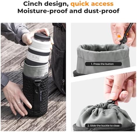 K&F CONCEPT Camera Lens Case, Drawstring Lense Pouch for DSLR SLR, 4 Pack - Image 4