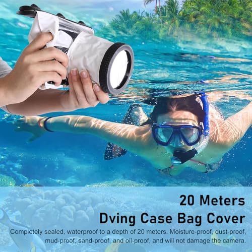 Yoidesu DSLR Camera Univeral Waterproof Underwater Housing Case Pouch Bag,20-Meters Dving Case Bag Cover for Canon Nikon and Other DSLR Cameras (White) - Image 5