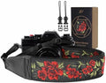 Padwa Lifestyle Camera Strap - 2" Full Grain Leather Ends Camera Straps for Photographers, Vintage Embroidered Cotton Weave Soft Suede Fabric Padded Strap Quick Release fits All Cameras by PadwaLifestyleCameraStrap