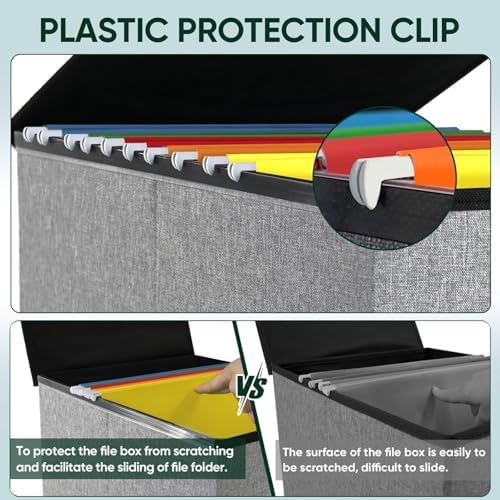 BALEINE File Organizer Box with Lid, Collapsible Hanging File Storage Box - Image 4