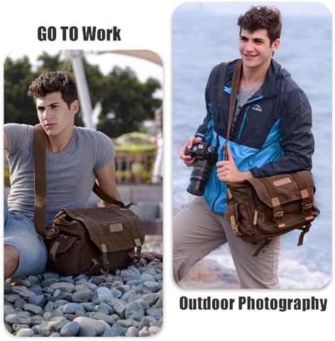 Cwatcun Camera Case Canvas Shoulder Bag with detachable insert Case Shockproof Camera Messenger Bag for Canon Sony Nikon DSLR/SLR, Mirrorless Camera Bag with Tripod Holder for Men Women (Color:Brown) - Image 6