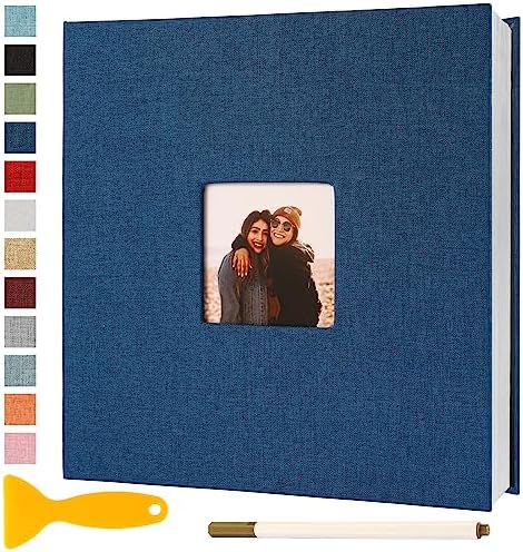 Photo Album Self Adhesive Pages Scrapbook 11x10.6 Blue 60 Pages by Semfalbuums