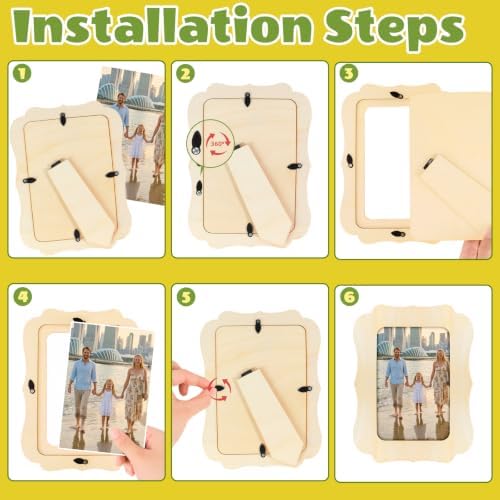 VOKOY 50 Pack DIY Wooden Picture Frames for Crafts,Vintage Wave Shape - Image 6