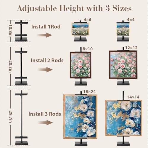 AZEAM 29" Adjustable Tabletop Easel Stand, Black Metal Easel for Display - Image 3