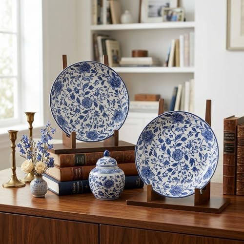 RattanView 2 Pcs Wood Plate Stand for Display 9 Inch Plate Holder Display Frame Picture Photo Card Tabletop Decorative Stand - Image 3