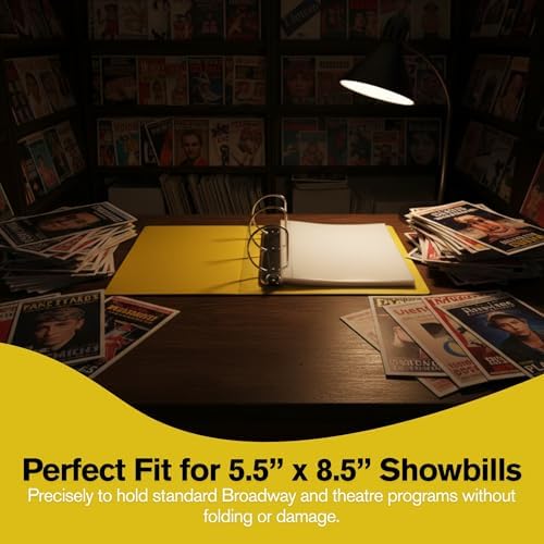 2 Pack of Show-Bill D-Ring Binder for Broadway & Theatre Showbills – Display Binder with 25 Sheet Protectors, Holds & Organizes Stage Collections, Fits 5.5” x 8.5” (Yellow) - Image 7