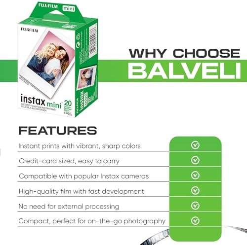 Fujifilm Instax Mini Film Two Instant Film Twin Packs - 40 EXP Total, ISO 800, Compatible to Mini Evo, Mini 12, Mini 11, Mini 40 Bundeld with Premium Balveli Microfiber Cloth - Image 5