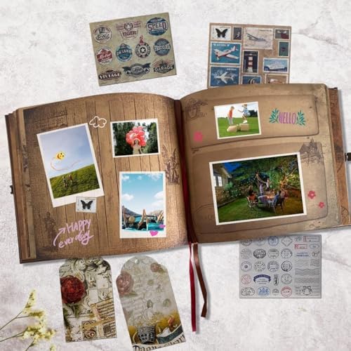 Adventure Book 148-Page DIY Handmade Scrapbook with Retro-Style Embossed Letter Cover - Perfect Travel Diary & Memory Album for Couples,Inspired by the 'Up' Saga,Ideal for Anniversaries & Weddings - Image 6
