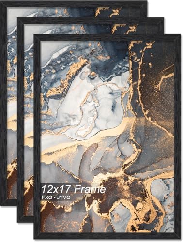 Fxojyvo 12x17 Picture Frame Set of 3 Black Engineered Wood Wall Hanging by Fxojyvo