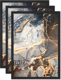 Fxojyvo 12x17 Picture Frame Set of 3 Black Engineered Wood Wall Hanging by Fxojyvo