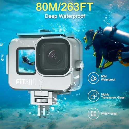 FitStill 263FT/80M Underwater Waterproof Diving Housing for Go Pro Hero 13/12/11/10/9 Black,Protective Underwater Diving Housing Shell Accessories (Hero13/12/11/10/9 Aluminum Alloy Shell) - Image 2