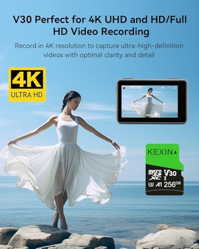 KEXIN 256GB Micro SD Card with SD Adapter microSDXC Memory Card UHS-I A1 V30 U3 Micro SD Card Full HD High Speed TF Card for Smartphone Tablet Action Camera Dash Cam Drone Game Console - Image 3